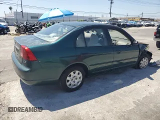 2001 Honda Civic LX with VIN 2HGES16501H606650, listed as a Copart auction lot 52537465 with 199,341 mi miles and Salvage Title. Bid and sale history available at carsss.com. Image 3.