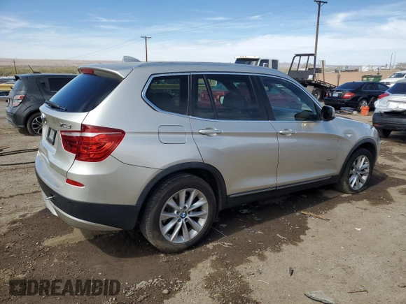 2013 BMW X3 xDrive28i with VIN 5UXWX9C51D0A16801, listed as a Copart auction lot 49008455 with 104,542 mi miles and Salvage Title. Bid and sale history available at carsss.com. Image 3.