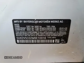 2021 BMW X4 M40i with VIN 5UX2V5C02M9E10918, listed as a Copart auction lot 42954645 with Not provided miles and Salvage title. Bid and sale history available at DreamBid. Image 13.