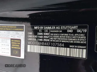 2019 Mercedes-Benz E with VIN WDD1J6HB4KF107584, listed as a IAAI auction lot 41402861 with 84,356 mi miles. Bid and sale history available at carsss.com. Image 9.