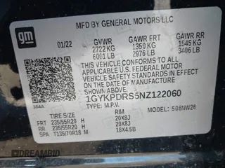 2022 Cadillac XT6 Premium Luxury with VIN 1GYKPDRS5NZ122060, listed as a IAAI auction lot 41584678 with 36,036 mi miles. Bid and sale history available at carsss.com. Image 9.