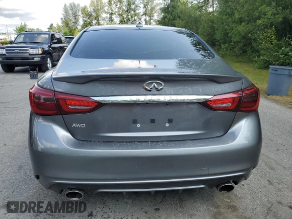 2020 Infiniti Q50 Pure with VIN JN1EV7AR3LM256792, listed as a Copart auction lot 61842085 with Not provided miles and Salvage title. Bid and sale history available at DreamBid. Image 6.