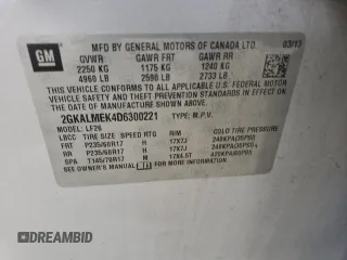 2013 GMC Terrain SLE z VIN 2GKALMEK4D6300221, wystawiony jako Copart lot #55784815 z przebiegiem 129 424 mil mil oraz Szkoda całkowita • Salvage title. Historia ofert i sprzedaży dostępna na DreamBid. Obrazek 13.