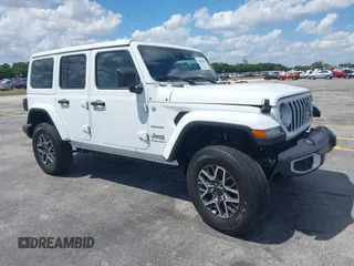 2024 Jeep Wrangler Sahara with VIN 1C4PJXEG8RW268279, listed as a IAAI auction lot 41909304 with 6,580 mi miles and . Bid and sale history available at carsss.com. Image 1.