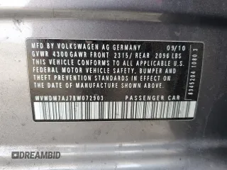 2011 Volkswagen Golf TDI with VIN WVWDM7AJ7BW072903, listed as a Copart auction lot 87343824 with 184,360 mi miles and Salvage title. Bid and sale history available at DreamBid. Image 14.