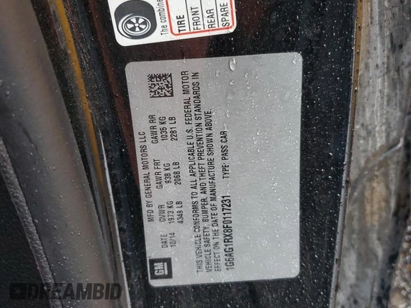 2015 Cadillac ATS Standard AWD z VIN 1G6AG1RX8F0117231, wystawiony jako Copart lot #72817124 z przebiegiem 78 640 mil mil oraz Szkoda całkowita • Salvage title. Historia ofert i sprzedaży dostępna na DreamBid. Obrazek 12.