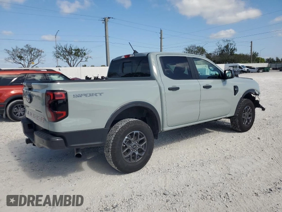 2024 Ford Ranger XLT with VIN 1FTER4GH7RLE74280, listed as a Copart auction lot 57282575 with 5,423 mi miles and Salvage title. Bid and sale history available at DreamBid. Image 3.