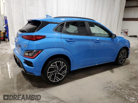 2022 Hyundai Kona N Line with VIN KM8K3CA32NU840142, listed as a Copart auction lot 50141955 with 16,941 mi miles and Salvage Title. Bid and sale history available at carsss.com. Image 3.
