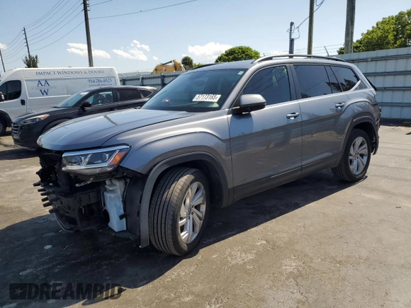 2021 Volkswagen Atlas SE with VIN 1V2JR2CA8MC591627, listed as a Copart auction lot 57173165 with 39,625 mi miles and Salvage title. Bid and sale history available at DreamBid. Image 1.