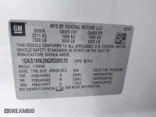 2016 GMC Yukon XL Denali with VIN 1GKS1HKJ8GR306576, listed as a IAAI auction lot 41518187 with 208,586 mi miles. Bid and sale history available at carsss.com. Image 9.