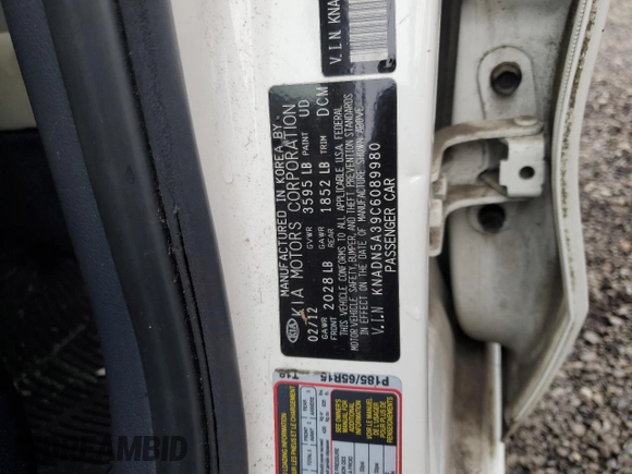 2012 Kia Rio EX with VIN KNADN5A39C6089980, listed as a Copart auction lot 80687434 with 128,952 mi miles and Clean Title. Bid and sale history available at carsss.com. Image 12.