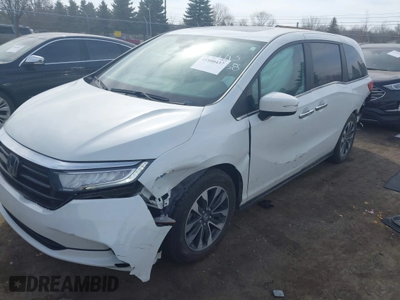 2022 Honda Odyssey EX-L with VIN 5FNRL6H7XNB043658, listed as a IAAI auction lot 41800437 with 45,245 mi miles and . Bid and sale history available at DreamBid. Image 17.