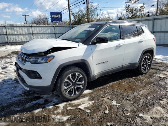 2023 Jeep Compass Limited with VIN 3C4NJDCNXPT532306, listed as a Copart auction lot 42181345 with 22,291 mi miles and Salvage Title. Bid and sale history available at carsss.com. Image 1.