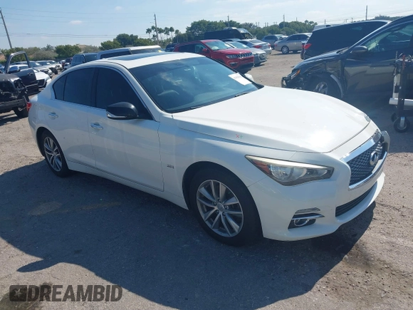 2017 Infiniti Q50 2.0t with VIN JN1CV7AP4HM642506, listed as a IAAI auction lot 41454542 with 131,807 mi miles. Bid and sale history available at carsss.com. Image 1.