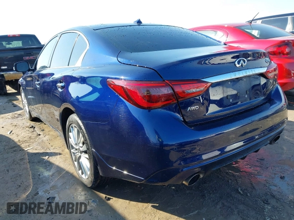 2021 Infiniti Q50 Luxe with VIN JN1EV7BR6MM755747, listed as a IAAI auction lot 41782339 with 65,463 mi miles and . Bid and sale history available at carsss.com. Image 3.