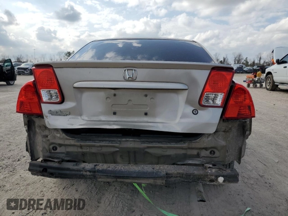 2005 Honda Civic with VIN JHMES96625S000589, listed as a Copart auction lot 44033985 with 161,944 mi miles and Salvage Title. Bid and sale history available at DreamBid. Image 6.