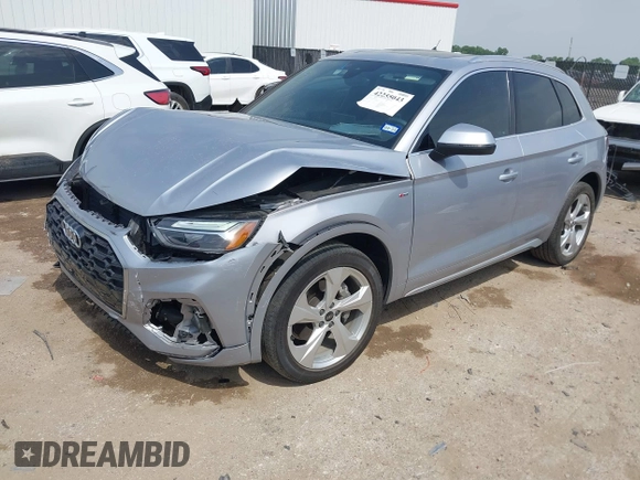 2022 Audi Q5 S line Premium Plus with VIN WA1EAAFY2N2081546, listed as a IAAI auction lot 42255043 with 33,371 mi miles and . Bid and sale history available at DreamBid. Image 2.