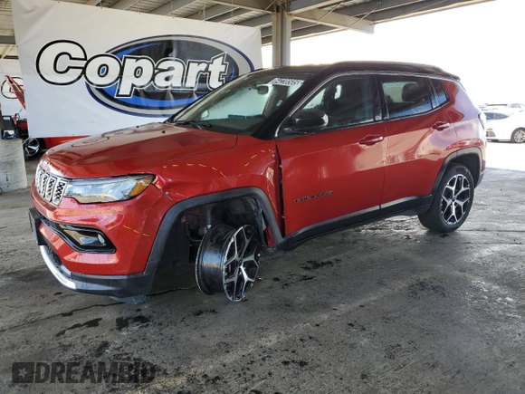 2025 Jeep Compass Limited с VIN 3C4NJDCN8ST550456, выставлен на аукционе Copart как лот 64238505 с пробегом 10 306 миль миль и Списание • Salvage title. История ставок и продаж доступна на DreamBid. Изображение 1.
