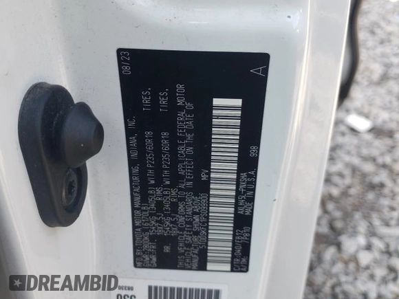2023 Toyota Sienna XSE with VIN 5TDDSKFC1PS099900, listed as a Copart auction lot 52384175 with Not provided miles and Salvage title. Bid and sale history available at DreamBid. Image 14.
