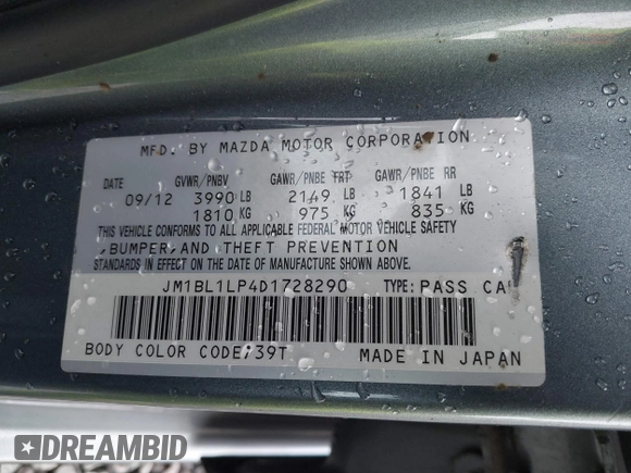 2013 Mazda 3 i Touring with VIN JM1BL1LP4D1728290, listed as a IAAI auction lot 40857960 with 136,248 mi miles and . Bid and sale history available at carsss.com. Image 9.