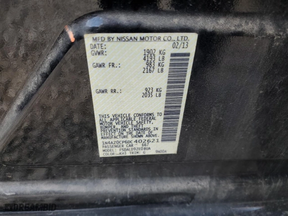 2013 Nissan LEAF SV with VIN 1N4AZ0CP6DC402621, listed as a Copart auction lot 58910954 with NaN miles and Salvage Title. Bid and sale history available at carsss.com. Image 12.