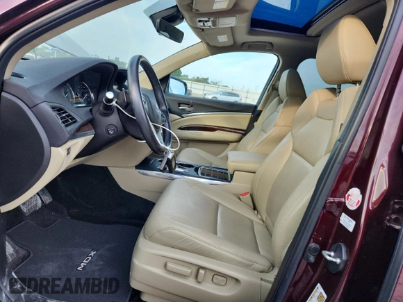2017 Acura MDX Technology with VIN 5FRYD4H58HB011676, listed as a Copart auction lot 60608615 with 65,927 mi miles and Salvage title. Bid and sale history available at DreamBid. Image 7.