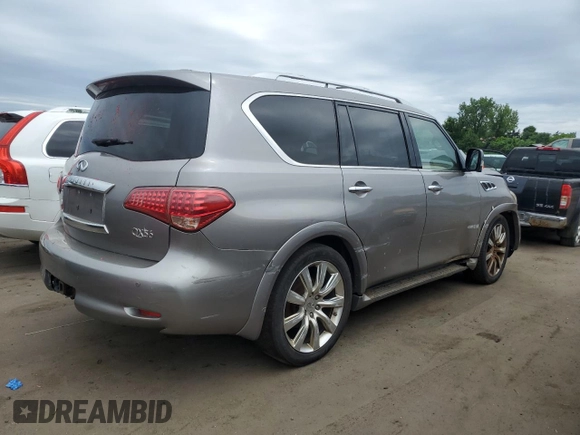 2011 Infiniti QX56 7-passenger with VIN JN8AZ2NE4B9006915, listed as a Copart auction lot 61909295 with 157,700 mi miles and Clean title. Bid and sale history available at DreamBid. Image 3.