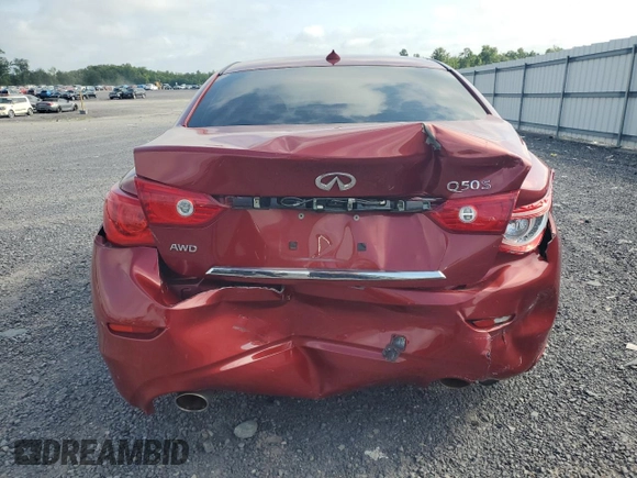 2014 Infiniti Q50 Sport with VIN JN1BV7AR6EM693711, listed as a Copart auction lot 64551895 with 124,843 mi miles and Salvage title. Bid and sale history available at DreamBid. Image 6.