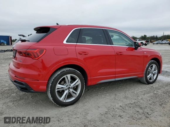 2022 Audi Q3 S line Premium Plus with VIN WA1EECF32N1147622, listed as a Copart auction lot 42111635 with 19,997 mi miles and Salvage Title. Bid and sale history available at carsss.com. Image 3.