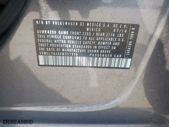 2014 Volkswagen Jetta Sedan TDI with VIN 3VWLL7AJ4EM331315, listed as a Copart auction lot 49962515 with 110,055 mi miles and Salvage Title. Bid and sale history available at carsss.com. Image 12.