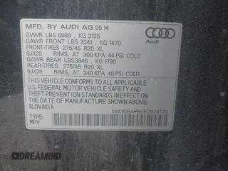 2014 Audi Q7 S line Prestige with VIN WA1DGAFE0ED020720, listed as a IAAI auction lot 42448552 with 171,055 mi miles and . Bid and sale history available at DreamBid. Image 9.