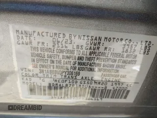 2023 Nissan Sentra S z VIN 3N1AB8BV0PY306169, wystawiony jako IAAI lot #42107143 z przebiegiem 28 156 mil mil oraz . Historia ofert i sprzedaży dostępna na DreamBid. Obrazek 9.