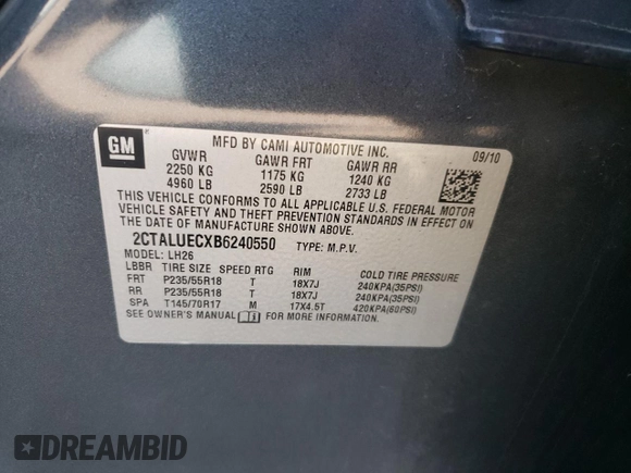 2011 GMC Terrain SLT-1 z VIN 2CTALUECXB6240550, wystawiony jako Copart lot #52331365 z przebiegiem 192 887 mil mil oraz Szkoda całkowita • Salvage title. Historia ofert i sprzedaży dostępna na DreamBid. Obrazek 14.