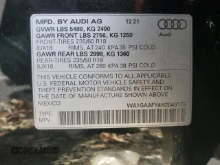 2022 Audi Q5 S line Premium with VIN WA1GAAFY4N2049173, listed as a Copart auction lot 83505184 with 0 mi miles and Salvage Title. Bid and sale history available at carsss.com. Image 13.