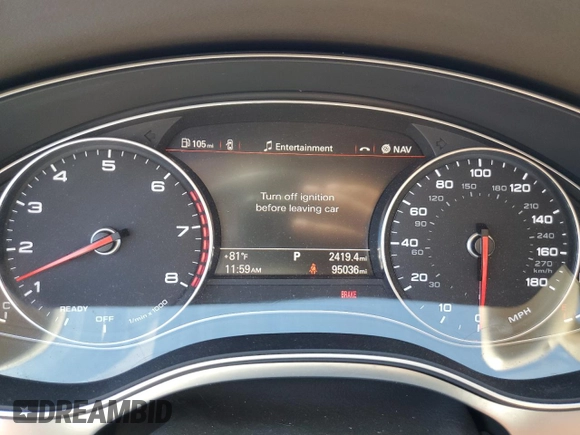 2016 Audi A7 3.0 Premium Plus with VIN WAUWGAFC4GN019254, listed as a Copart auction lot 61287554 with 95,036 mi miles and Salvage Title. Bid and sale history available at carsss.com. Image 9.