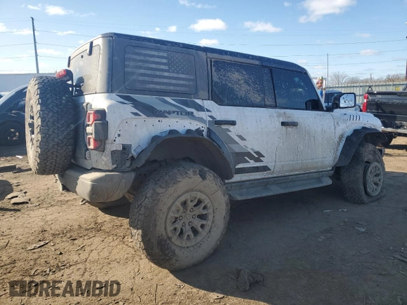 2023 Ford Bronco Raptor with VIN 1FMEE5JRXPLC05041, listed as a Copart auction lot 52328385 with 5,458 mi miles and Clean title. Bid and sale history available at DreamBid. Image 3.
