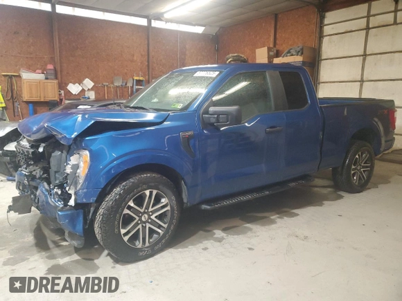 2022 Ford F-150 XL z VIN 1FTEX1EP7NFC10239, wystawiony jako Copart lot #57776525 z przebiegiem 46 980 mil mil oraz Szkoda całkowita • Salvage title. Historia ofert i sprzedaży dostępna na DreamBid. Obrazek 1.