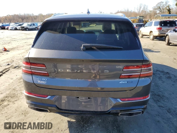 2022 Genesis GV80 Advanced Plus with VIN KMUHCESC4NU075604, listed as a Copart auction lot 81879594 with 34,330 mi miles and Salvage title. Bid and sale history available at DreamBid. Image 6.