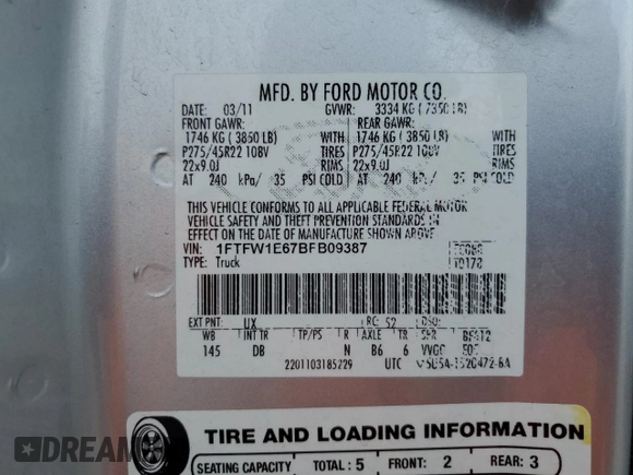 2011 Ford F-150 Lariat with VIN 1FTFW1E67BFB09387, listed as a Copart auction lot 50243825 with 135,945 mi miles and Salvage Title. Bid and sale history available at carsss.com. Image 12.