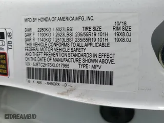 2019 Acura RDX w/Advance Pkg with VIN 5J8TC2H76KL017955, listed as a Copart auction lot 86873194 with 32,137 mi miles and Salvage Title. Bid and sale history available at carsss.com. Image 14.