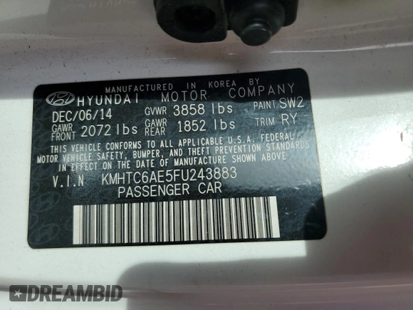 2015 Hyundai Veloster Turbo with VIN KMHTC6AE5FU243883, listed as a Copart auction lot 87482514 with 159,499 mi miles and Clean title. Bid and sale history available at DreamBid. Image 12.