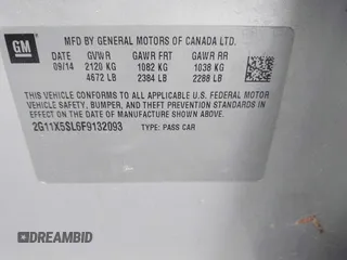 2015 Chevrolet Impala LS with VIN 2G11X5SL6F9132093, listed as a IAAI auction lot 42524881 with 324,909 mi miles and . Bid and sale history available at DreamBid. Image 9.