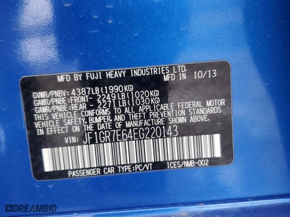 2014 Subaru Impreza Wagon WRX WRX Premium with VIN JF1GR7E64EG220143, listed as a Copart auction lot 44831865 with 94,155 mi miles and Salvage Title. Bid and sale history available at carsss.com. Image 15.