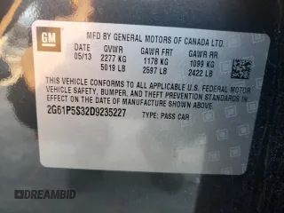 2013 Cadillac XTS Luxury with VIN 2G61P5S32D9235227, listed as a Copart auction lot 61825305 with 59,853 mi miles and Salvage title. Bid and sale history available at DreamBid. Image 13.