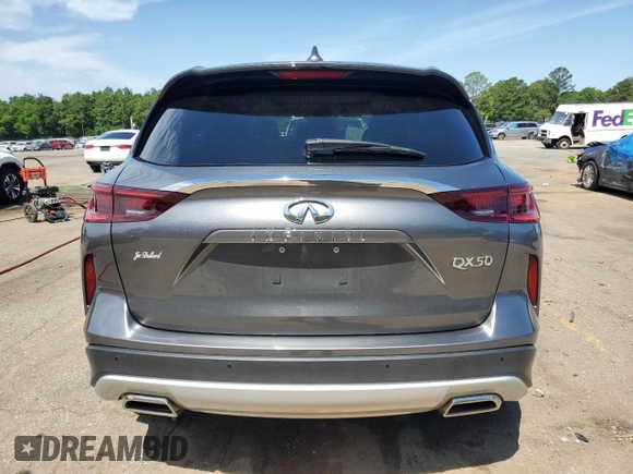 2023 Infiniti QX50 Luxe with VIN 3PCAJ5BA1PF111754, listed as a Copart auction lot 57872945 with 47,018 mi miles and Salvage title. Bid and sale history available at DreamBid. Image 6.
