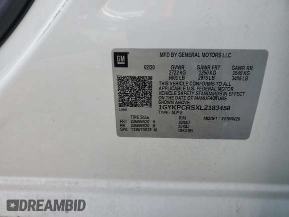 2020 Cadillac XT6 FWD Premium Luxury z VIN 1GYKPCRSXLZ183458, wystawiony jako Copart lot #51249275 z przebiegiem 73 177 mil mil oraz Szkoda całkowita • Salvage title. Historia ofert i sprzedaży dostępna na DreamBid. Obrazek 14.