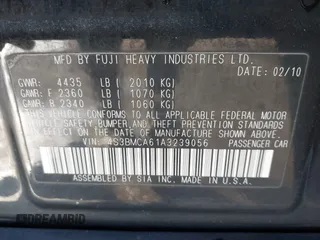 2010 Subaru Legacy 2.5i with VIN 4S3BMCA61A3239056, listed as a IAAI auction lot 41672552 with 174,080 mi miles. Bid and sale history available at carsss.com. Image 9.