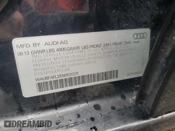 2014 Audi A4 Premium с VIN WAUBFAFL2EN002029, выставлен на аукционе Copart как лот 47323905 с пробегом 168 724 миль миль и Чистый • Clean title. История ставок и продаж доступна на DreamBid. Изображение 12.