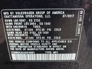 2018 Volkswagen Atlas SEL z VIN 1V2MR2CA2JC516351, wystawiony jako IAAI lot #42341113 z przebiegiem 135 077 mil mil oraz . Historia ofert i sprzedaży dostępna na DreamBid. Obrazek 9.