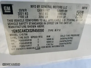 2016 Chevrolet Tahoe LS with VIN 1GNSCAKCXGR458090, listed as a Copart auction lot 86504394 with 166,558 mi miles and Salvage Title. Bid and sale history available at carsss.com. Image 16.